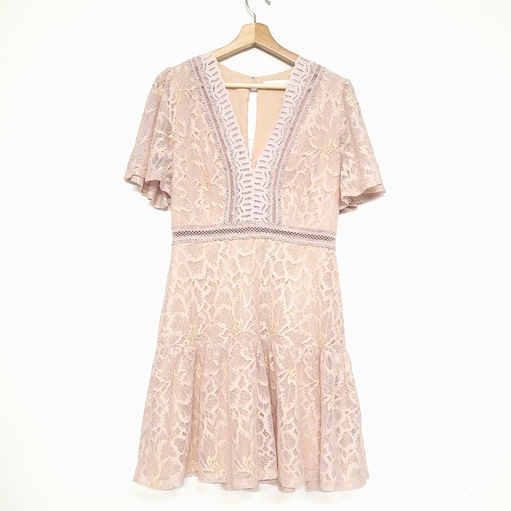 ASTR Valentines label blush pink lace fit flare dress, size Medium